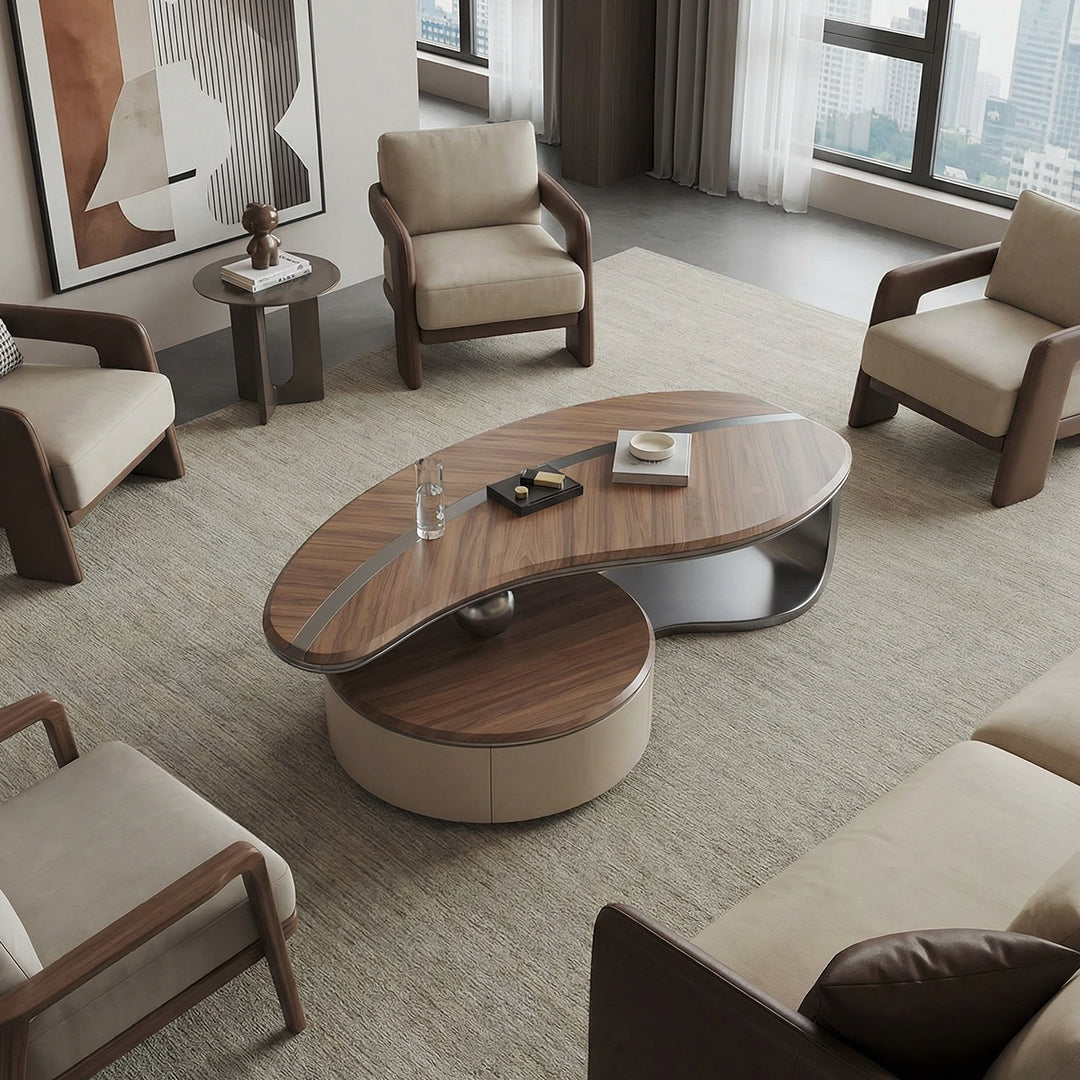 Minimalist Solid Wood White Wax Wood Tea Table for Living Room