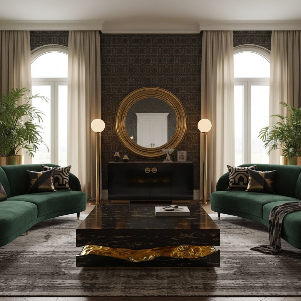 Italian Marble Top Coffee Table with Waterproof Surface for Living Room