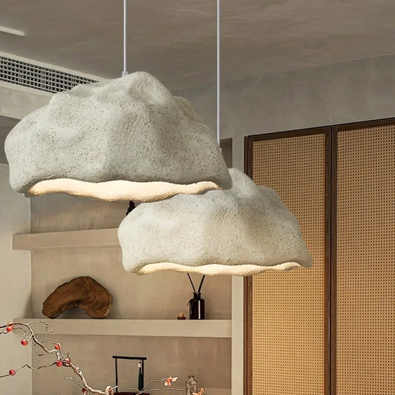Wabi Sabi LED Pendant Lights With Minimalist Grey & White Hanging Lamps for Living Room, Modern Homes & Restaurants