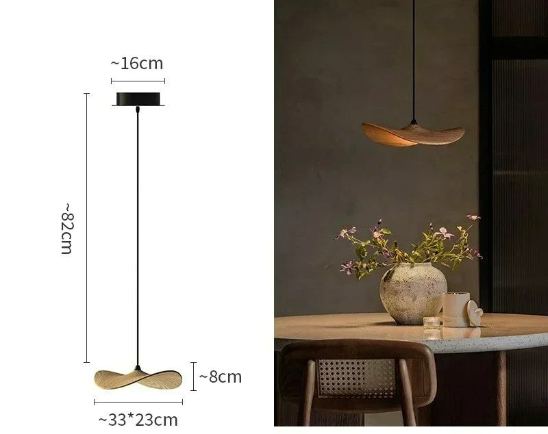 Japanese Lotus Leaf Chandelier Wabi Sabi Wooden Art Light for Zen Villas & Luxury Dining Spaces