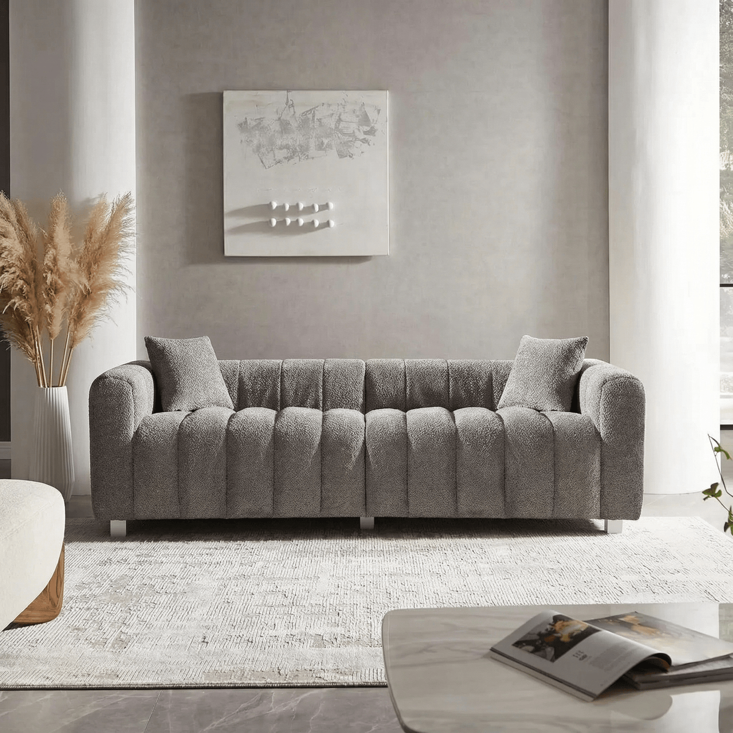 Luxurious Fluffy Boucle Couch Sofa Perfect for Living Rooms or Bedrooms