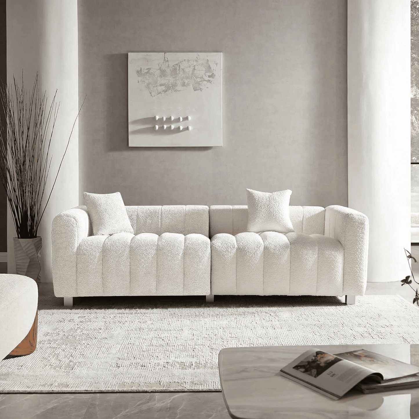 Luxurious Fluffy Boucle Couch Sofa Perfect for Living Rooms or Bedrooms