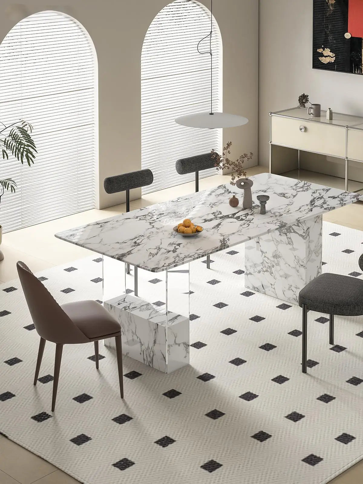 Luxury Floating Dining Table in Calacatta Black Gold Perfect for Modern Homes