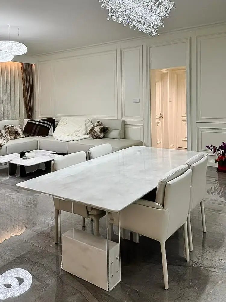 Luxury Floating Dining Table in Calacatta Black Gold Perfect for Modern Homes