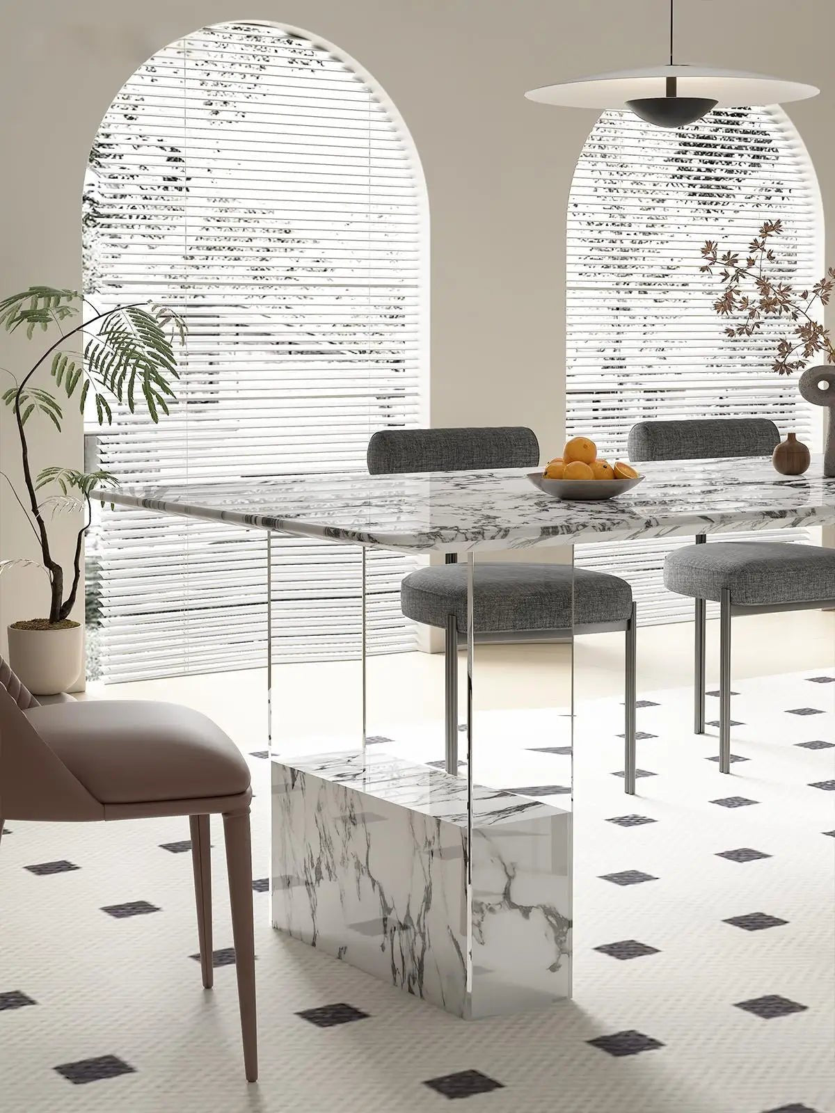 Luxury Floating Dining Table in Calacatta Black Gold Perfect for Modern Homes
