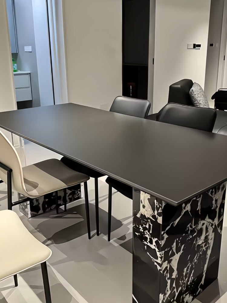 Luxury Floating Dining Table in Calacatta Black Gold Perfect for Modern Homes