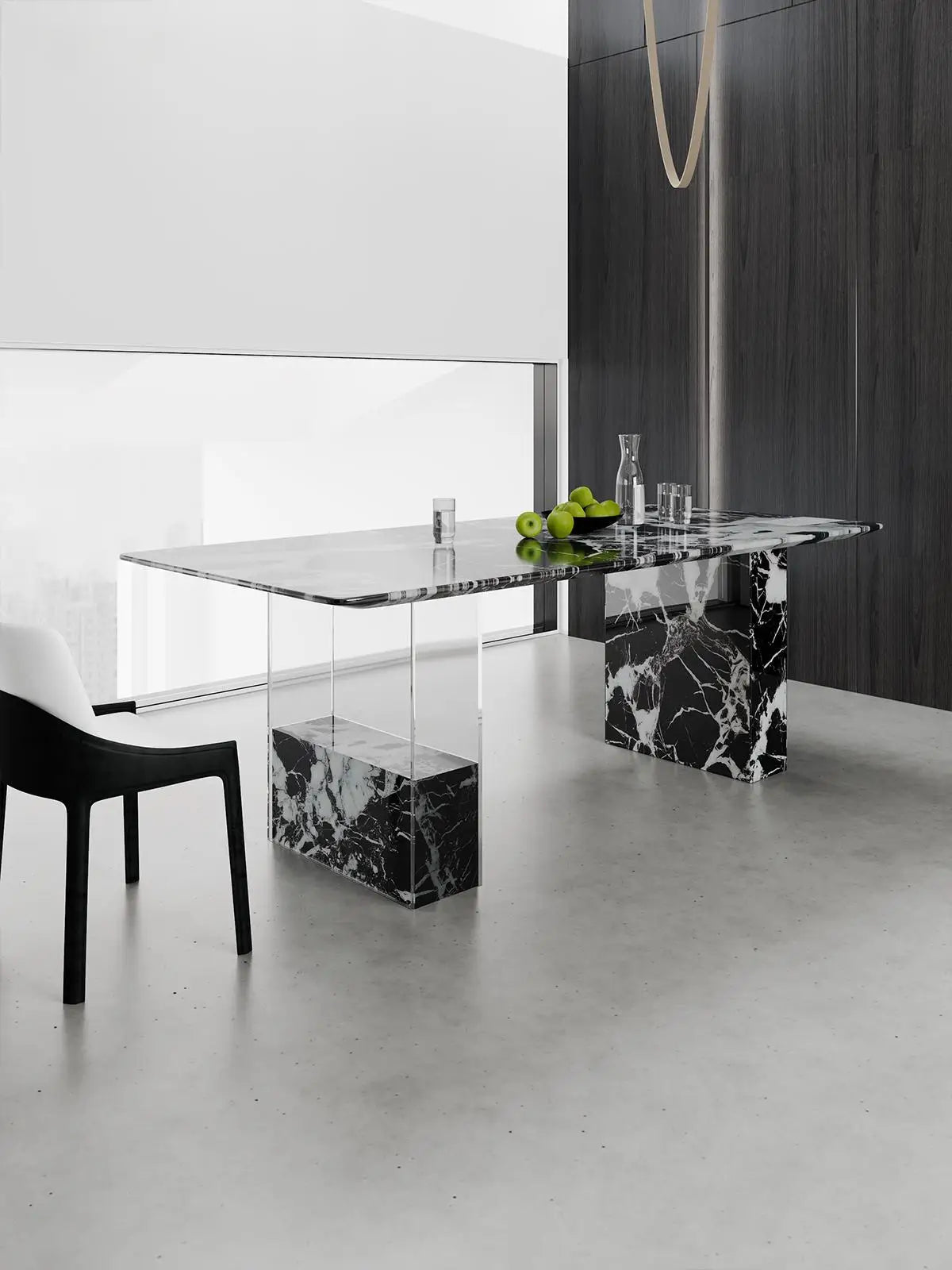 Luxury Floating Dining Table in Calacatta Black Gold Perfect for Modern Homes