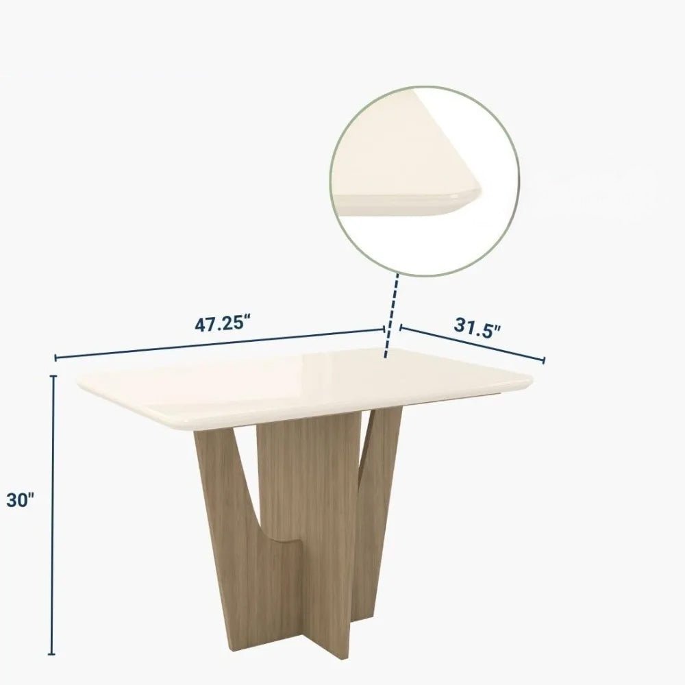 Luxury Italian-Style Glass Dining Table with Wood Base Perfect for Stylish Apartments & Homes