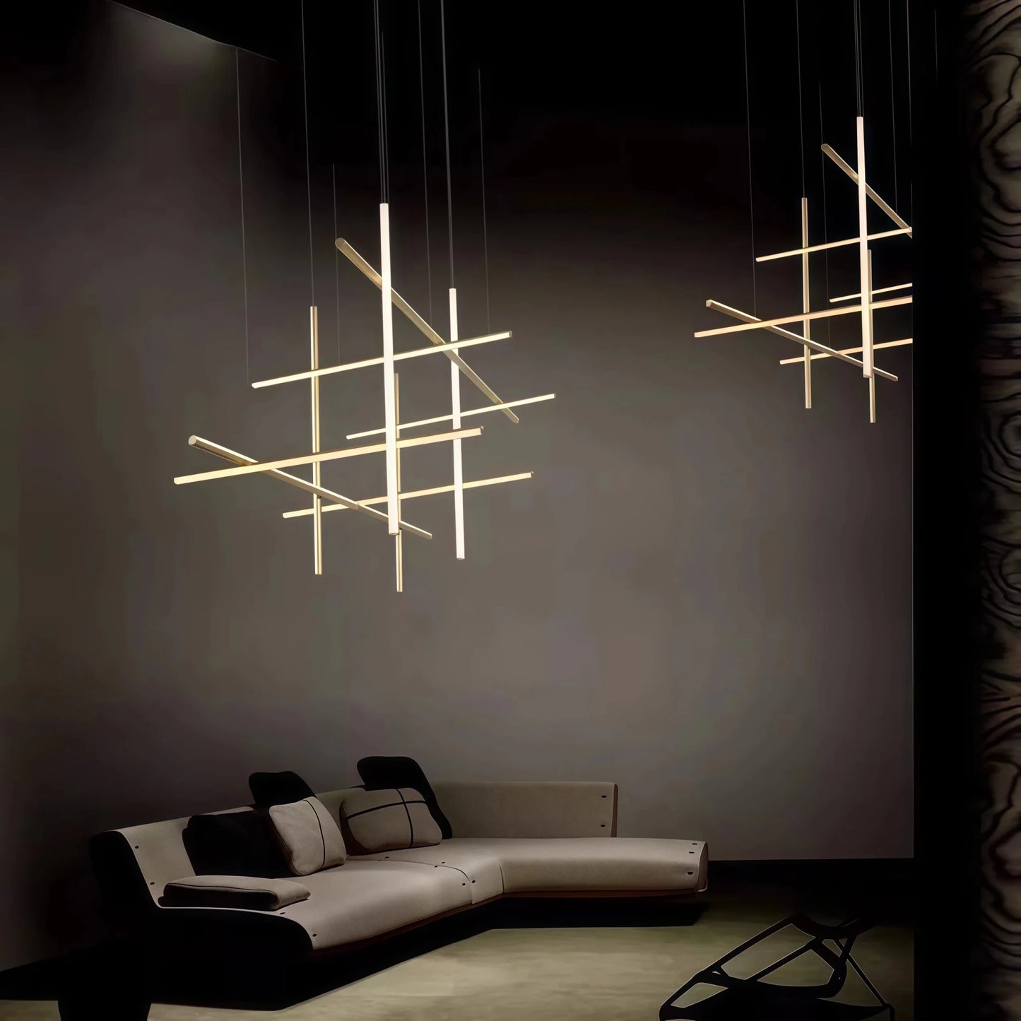 Luxury Italian Gold Tube LED Chandelier for Kitchen & Living Spaces