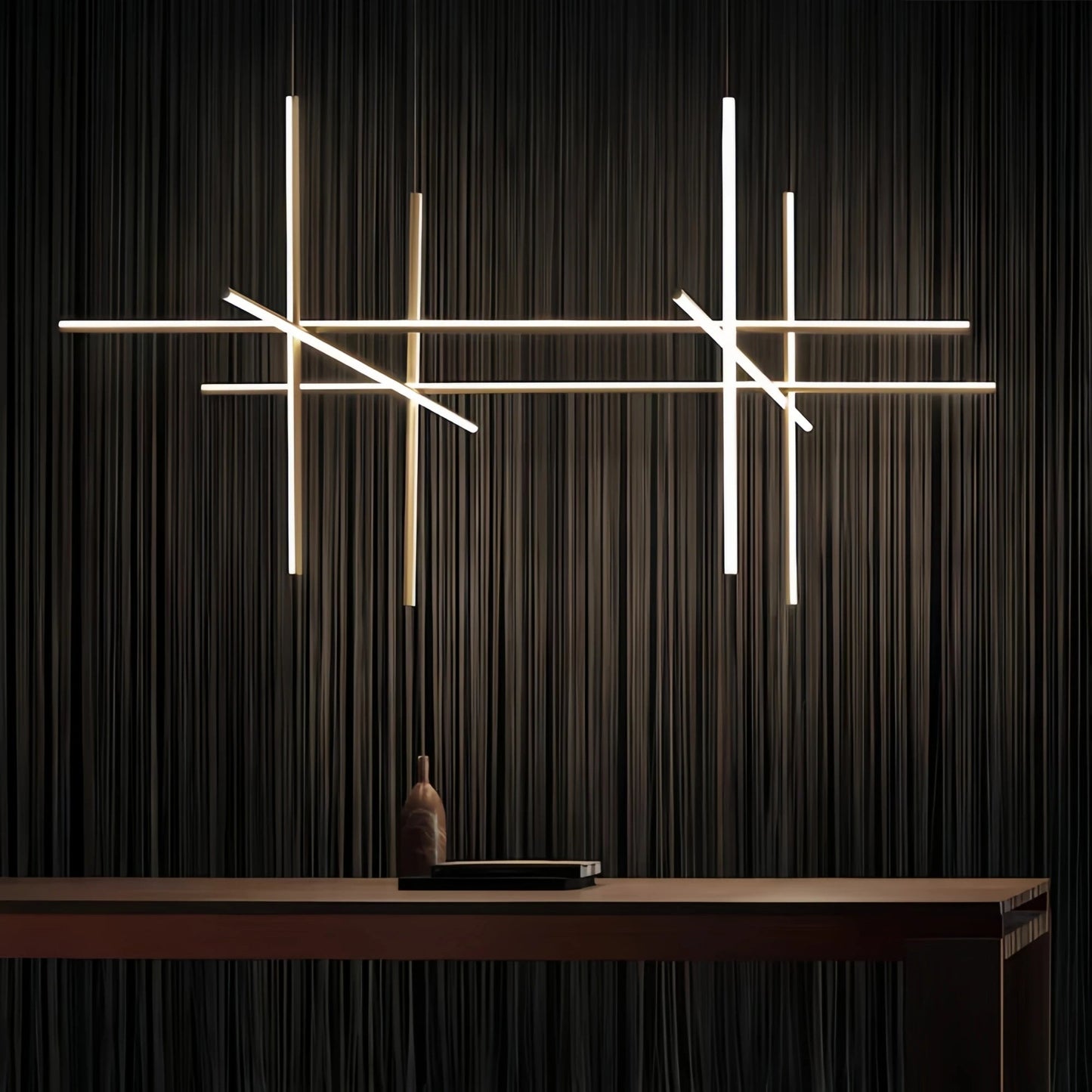 Luxury Italian Gold Tube LED Chandelier for Kitchen & Living Spaces