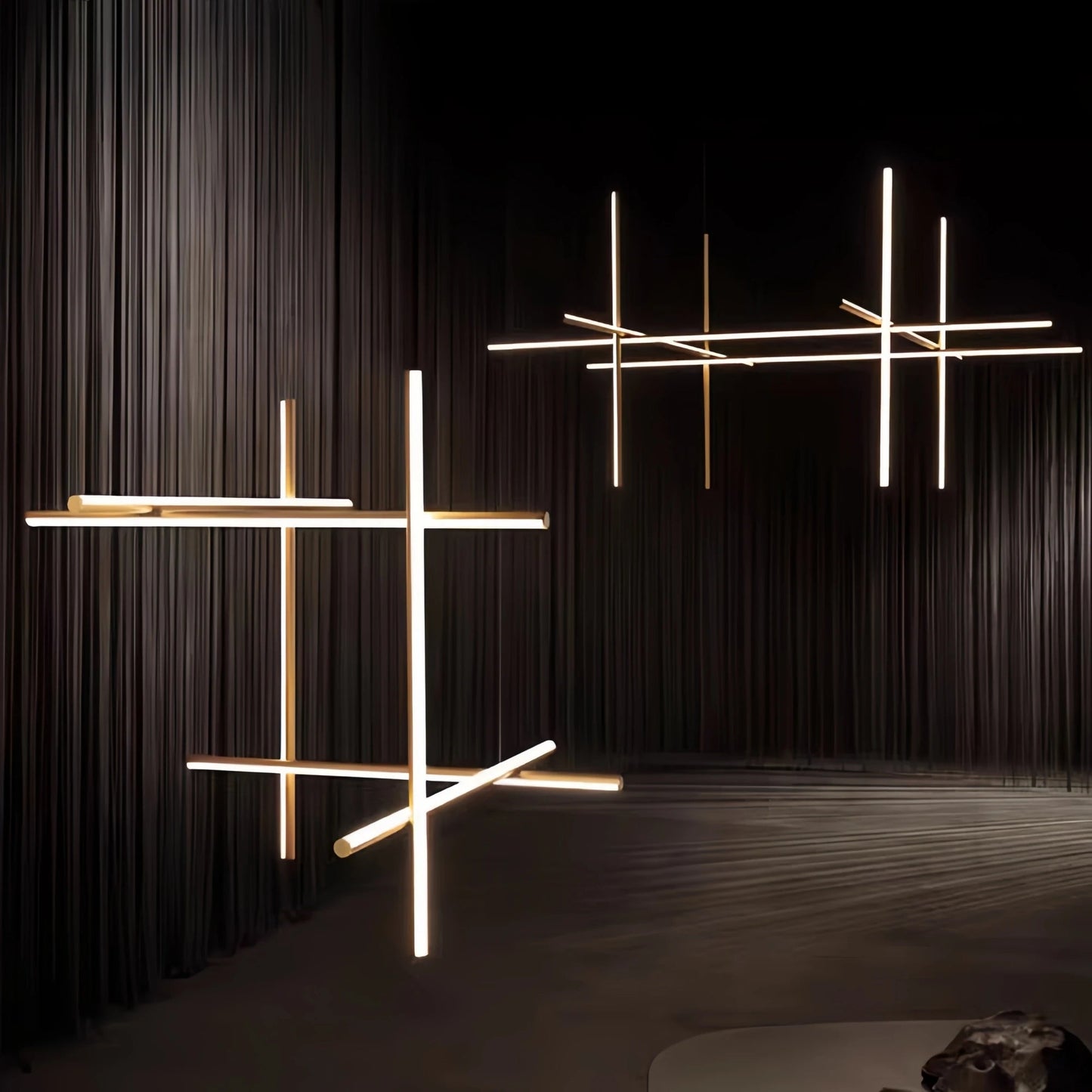 Luxury Italian Gold Tube LED Chandelier for Kitchen & Living Spaces