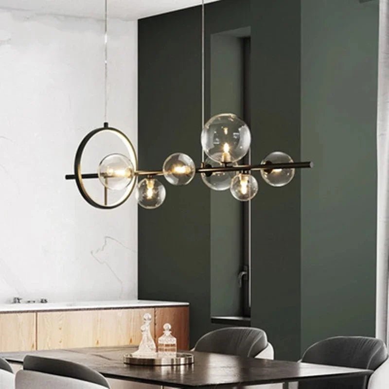 Luxury Nordic Ring Chandelier Glass Ball LED Pendant Light for Kitchen & Living Room Decor
