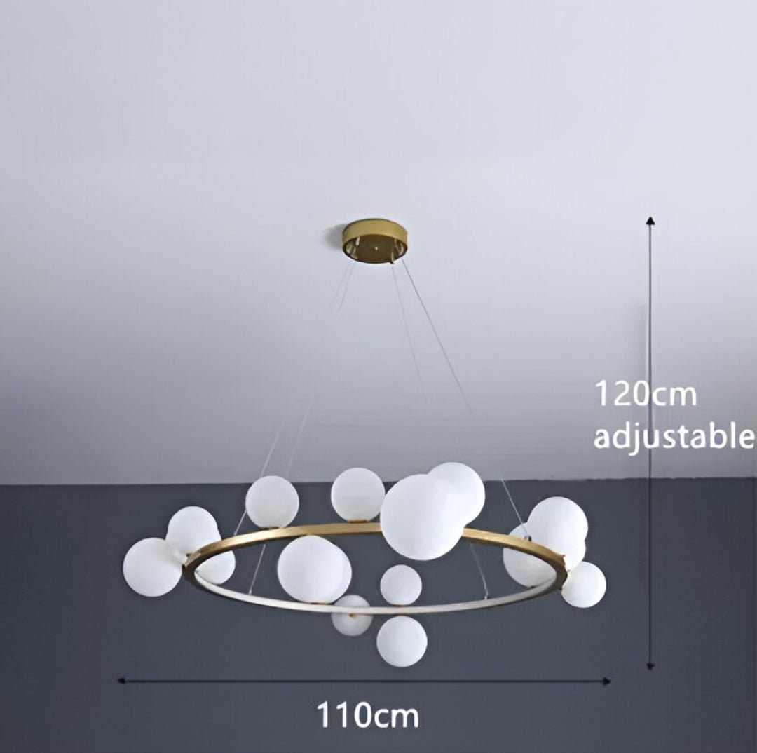 Luxury Nordic Ring Chandelier Glass Ball LED Pendant Light for Kitchen & Living Room Decor