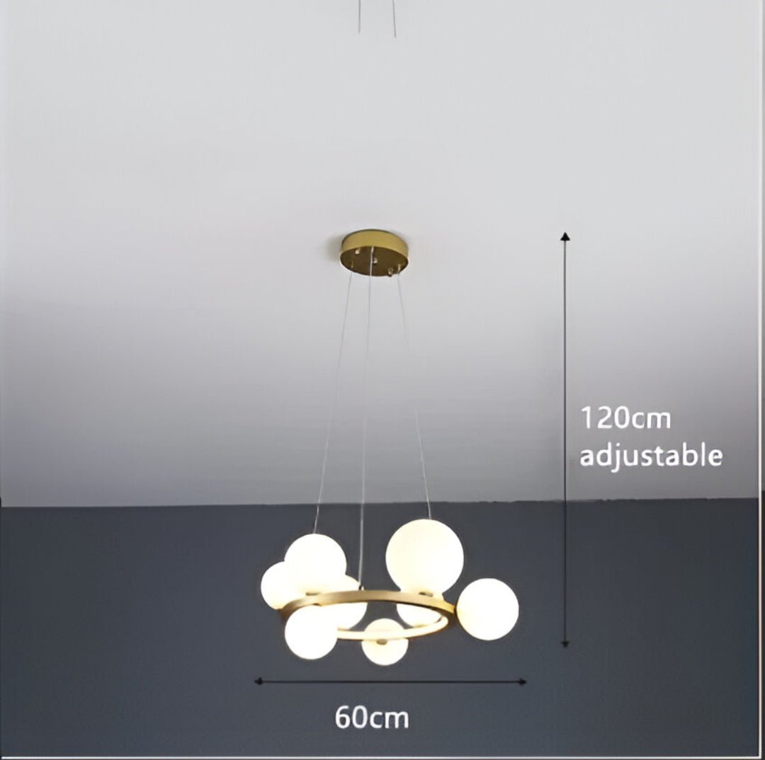 Luxury Nordic Ring Chandelier Glass Ball LED Pendant Light for Kitchen & Living Room Decor