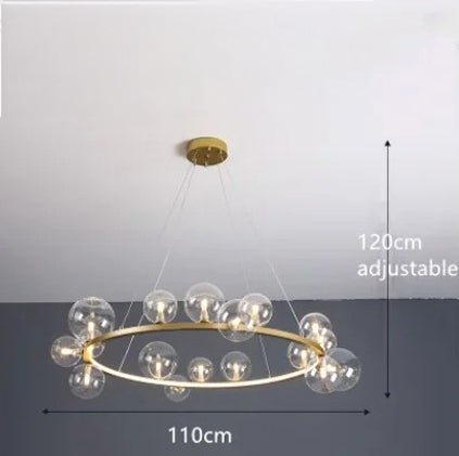 Luxury Nordic Ring Chandelier Glass Ball LED Pendant Light for Kitchen & Living Room Decor