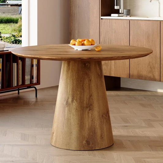 Luxury Wood Texture Round Dining Table Perfect for Kitchens, Dining Rooms & Apartments