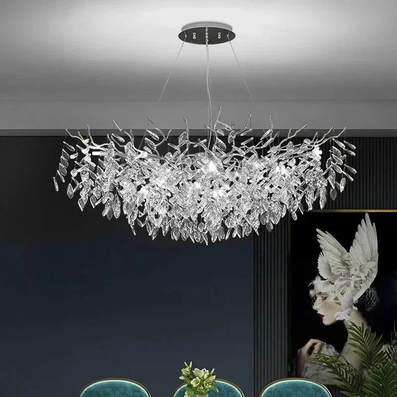 Modern Crystal Chandelier LED Ceiling Pendant Light for Dining, Living & Bedroom Décor