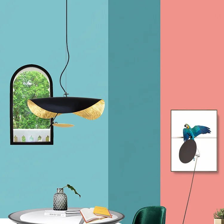 Modern Curved Chandelier French Hat Art Design LED Pendant Light for Living Rooms & Restaurants