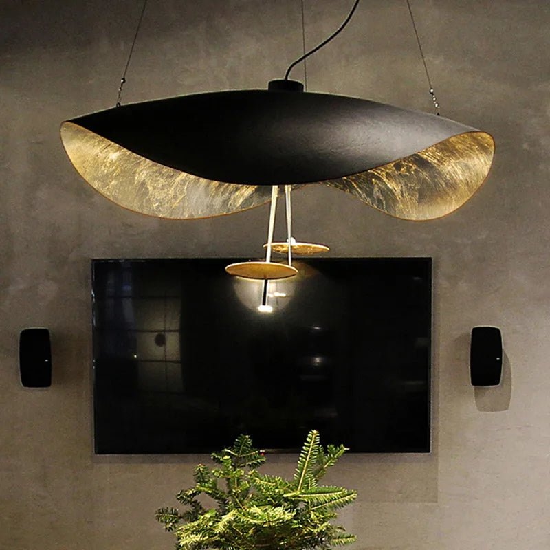Modern Curved Chandelier French Hat Art Design LED Pendant Light for Living Rooms & Restaurants