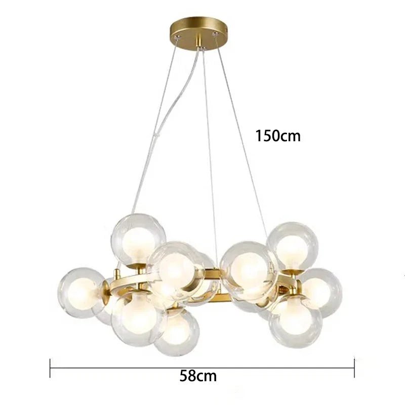 Modern Glass Bubble Chandelier Elegant Round Pendant Light Perfect for Living, Dining & Bedroom Spaces