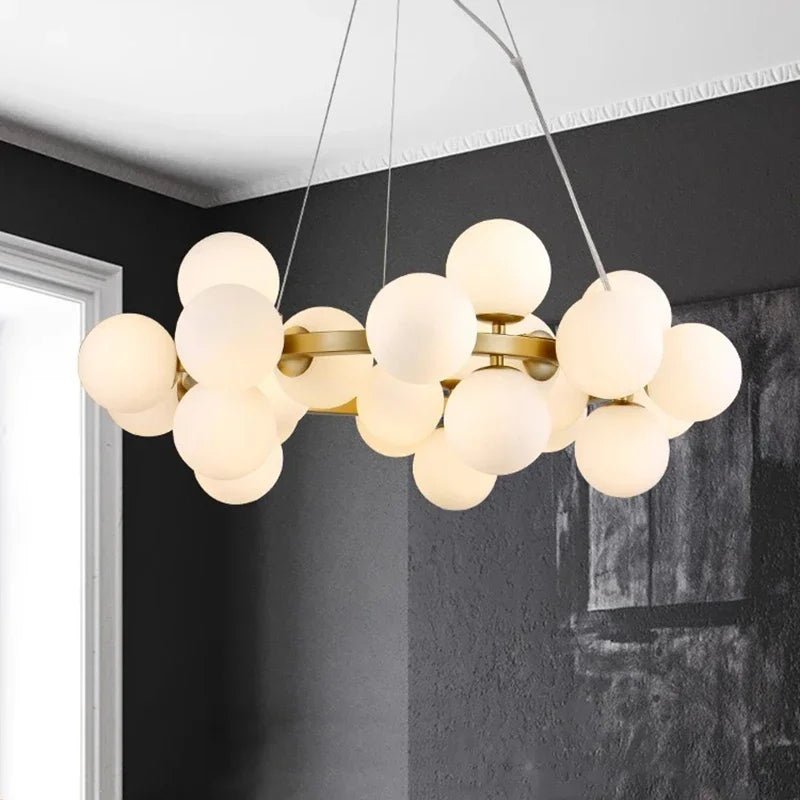 Modern Glass Bubble Chandelier Elegant Round Pendant Light Perfect for Living, Dining & Bedroom Spaces