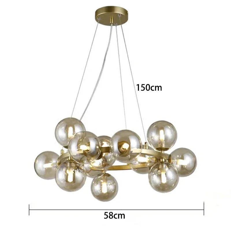 Modern Glass Bubble Chandelier Elegant Round Pendant Light Perfect for Living, Dining & Bedroom Spaces