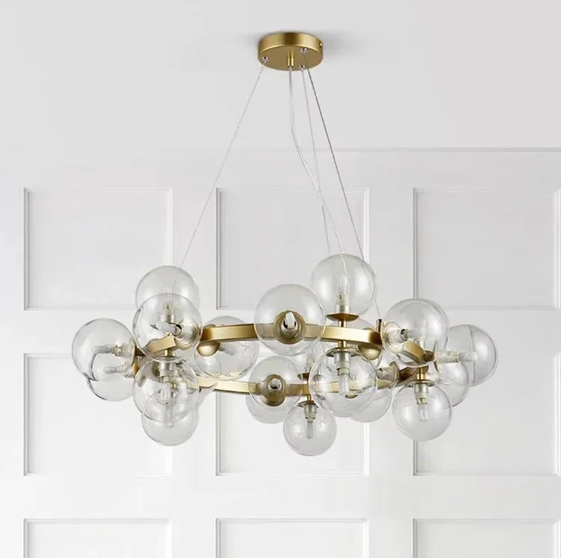 Modern Glass Bubble Chandelier Elegant Round Pendant Light Perfect for Living, Dining & Bedroom Spaces