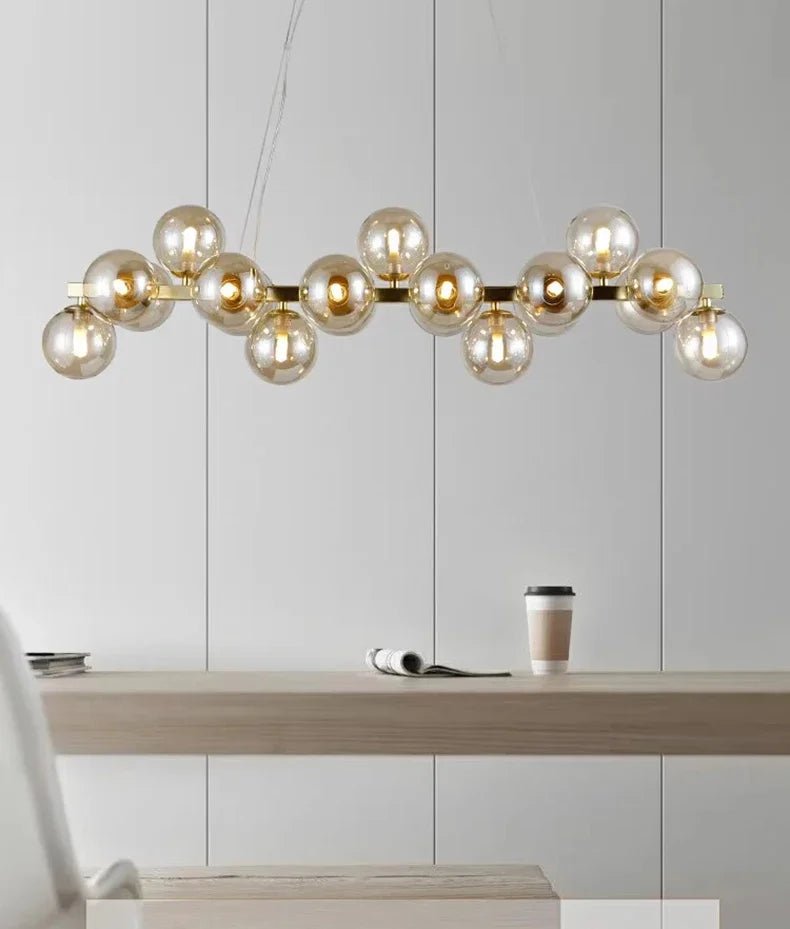 Modern Glass Bubble Chandelier Elegant Round Pendant Light Perfect for Living, Dining & Bedroom Spaces