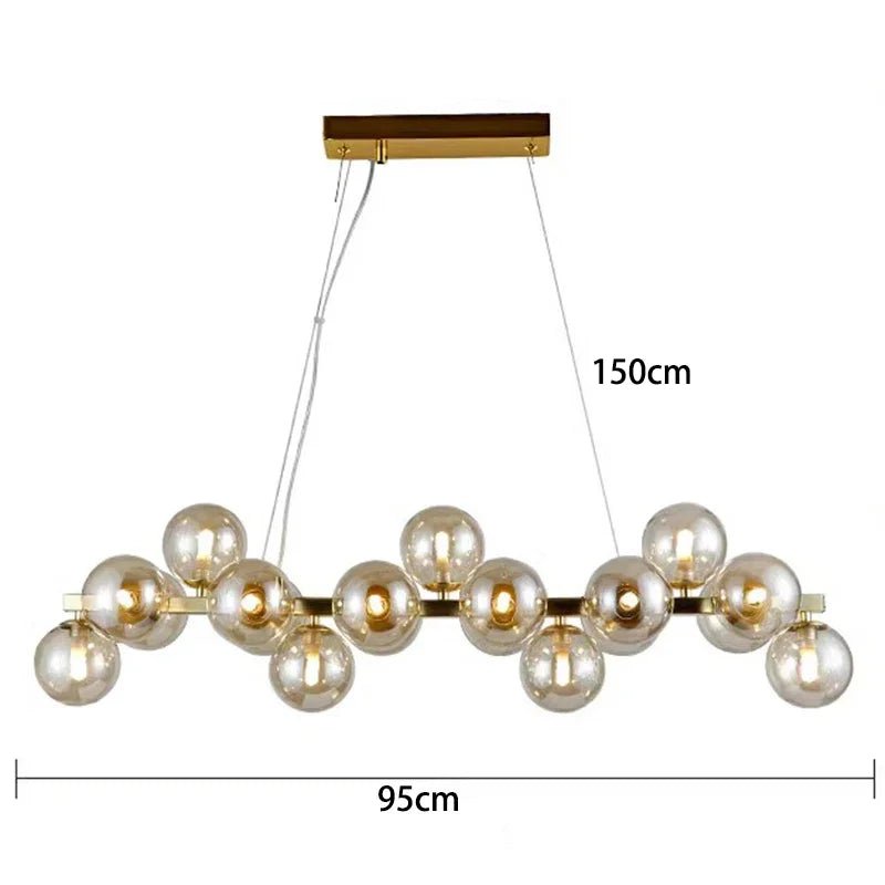Modern Glass Bubble Chandelier Elegant Round Pendant Light Perfect for Living, Dining & Bedroom Spaces