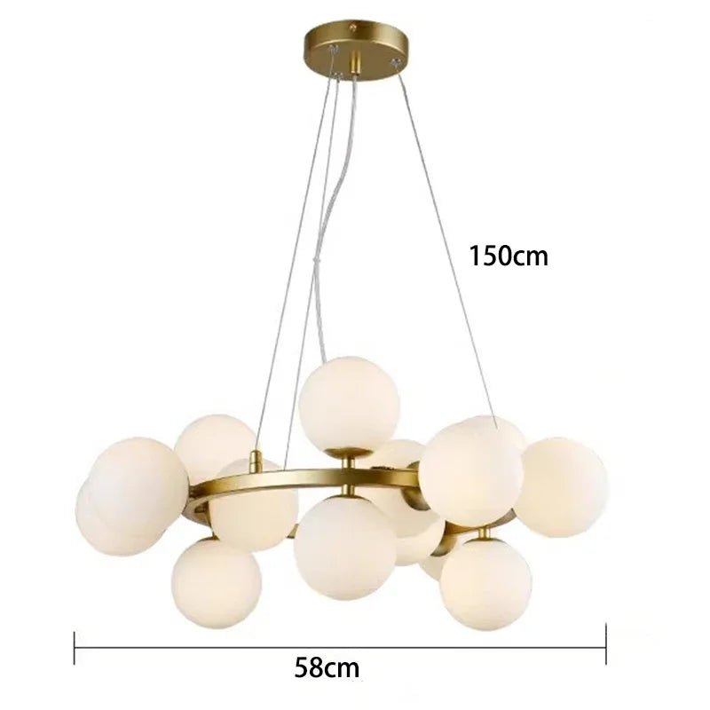 Modern Glass Bubble Chandelier Elegant Round Pendant Light Perfect for Living, Dining & Bedroom Spaces
