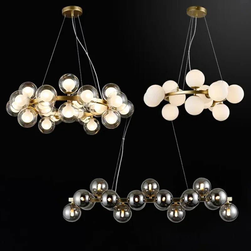 Modern Glass Bubble Chandelier Elegant Round Pendant Light Perfect for Living, Dining & Bedroom Spaces