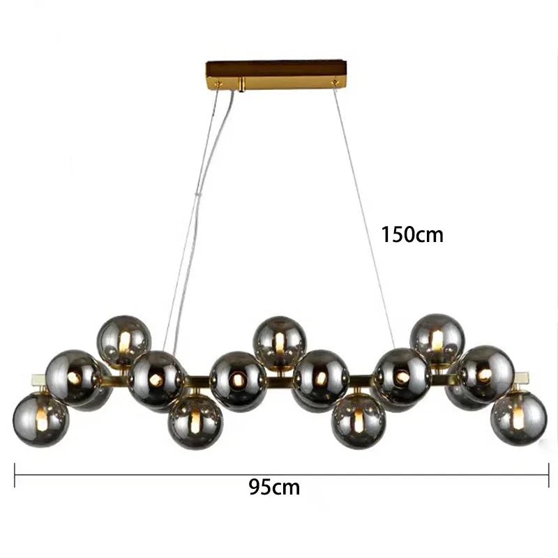 Modern Glass Bubble Chandelier Elegant Round Pendant Light Perfect for Living, Dining & Bedroom Spaces