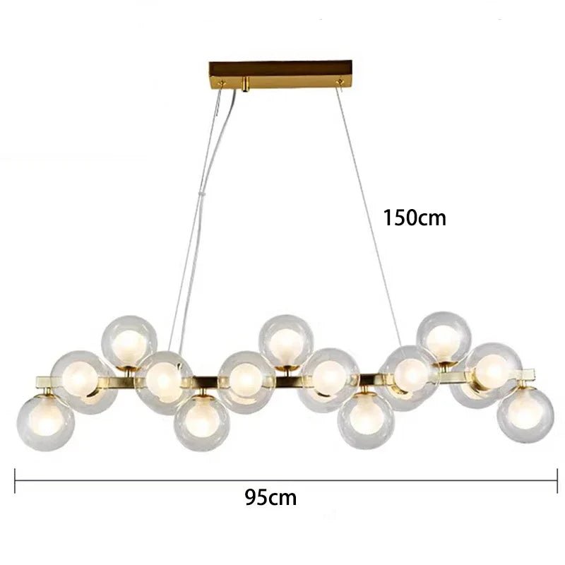Modern Glass Bubble Chandelier Elegant Round Pendant Light Perfect for Living, Dining & Bedroom Spaces