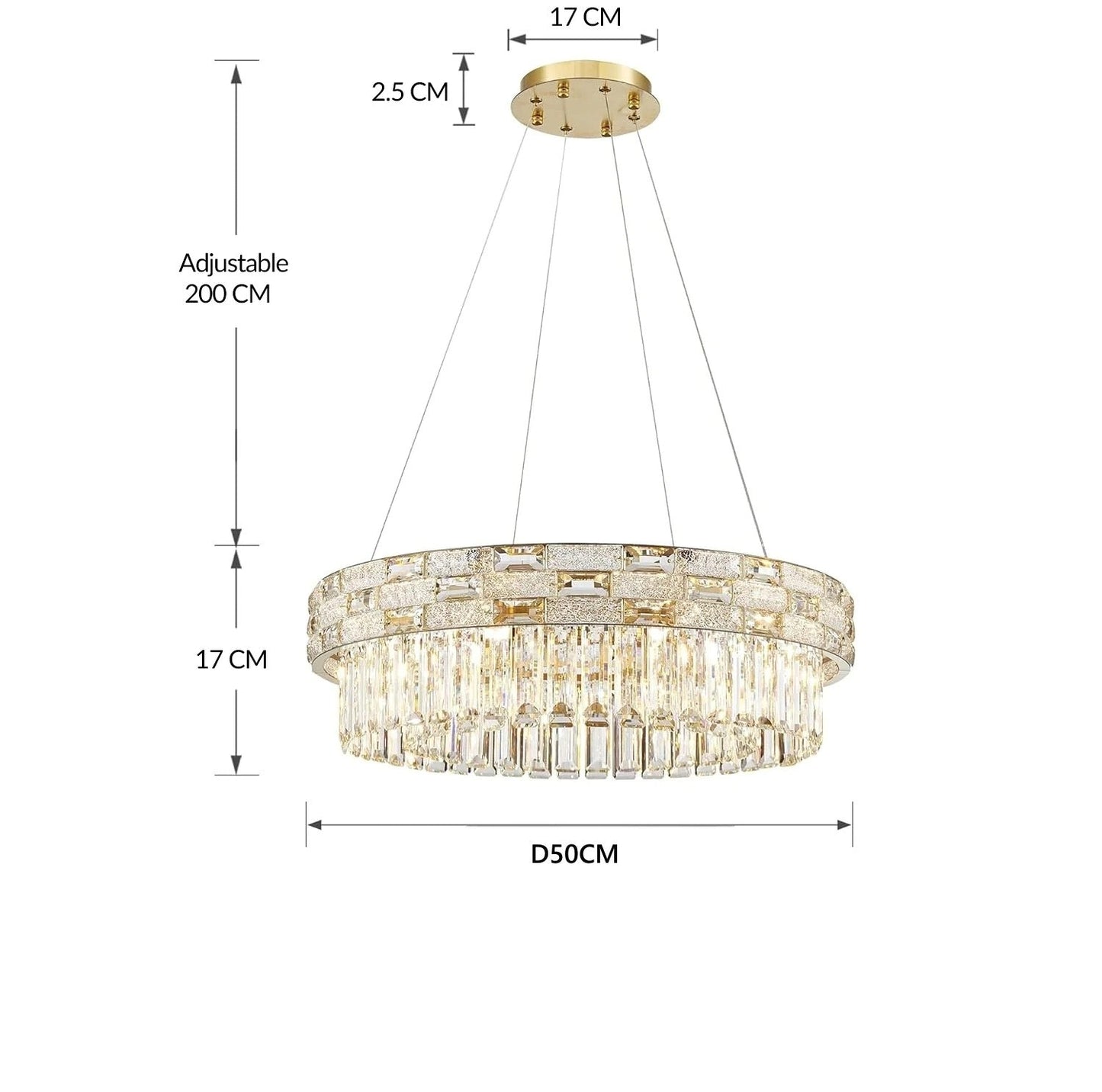 Modern Gold Crystal Chandelier Large LED Pendant Light Perfect for Dining Rooms & Living Spaces