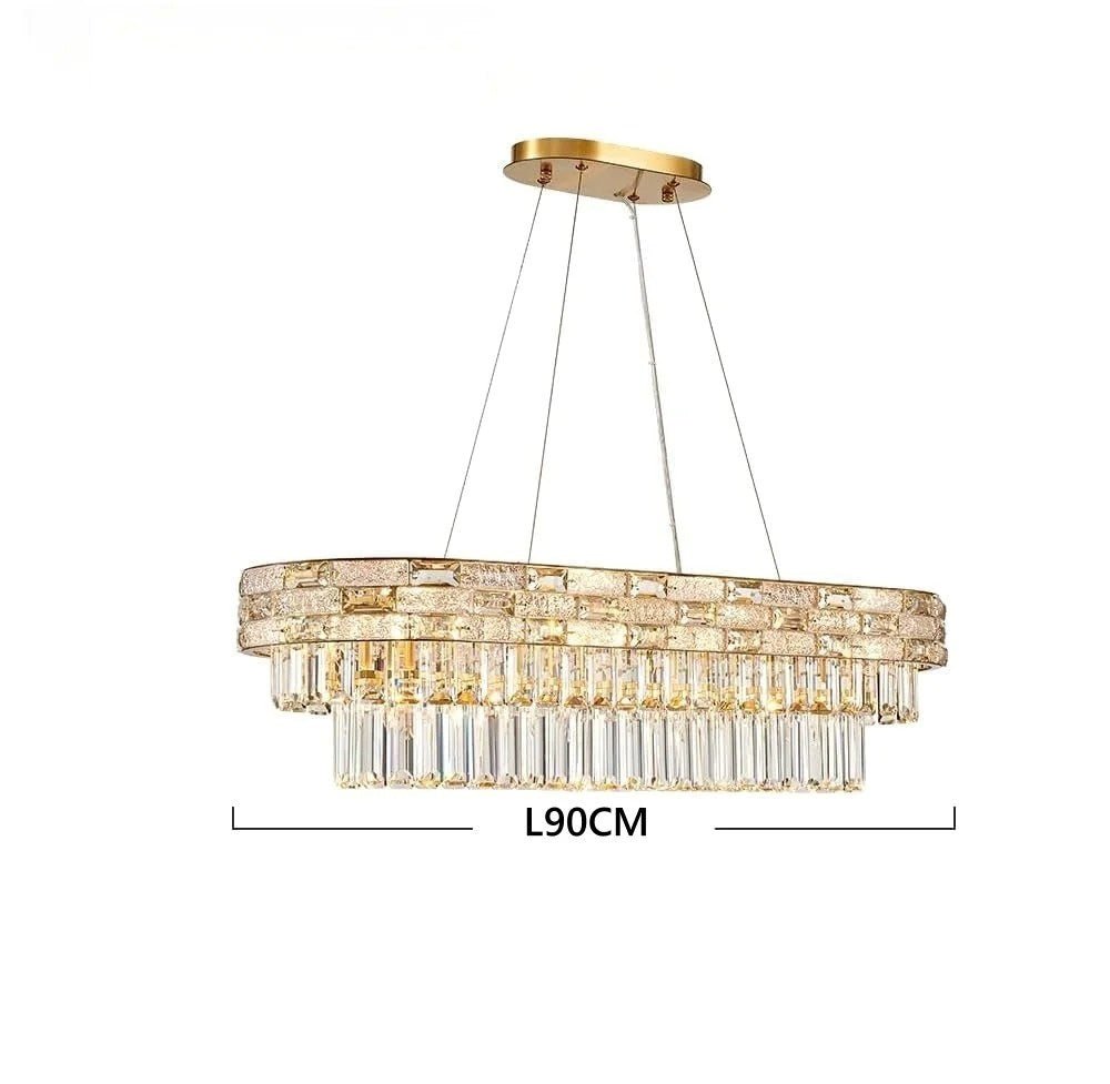 Modern Gold Crystal Chandelier Large LED Pendant Light Perfect for Dining Rooms & Living Spaces