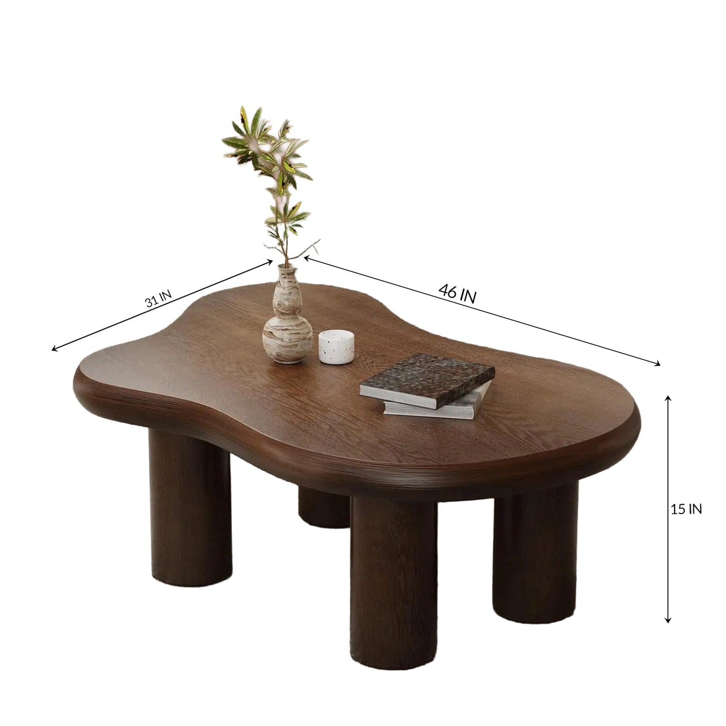 Modern Sculptural Black Coffee Table Stylish Cloud Design with 3 Ellipsoid Legs Perfect for Modern Decor