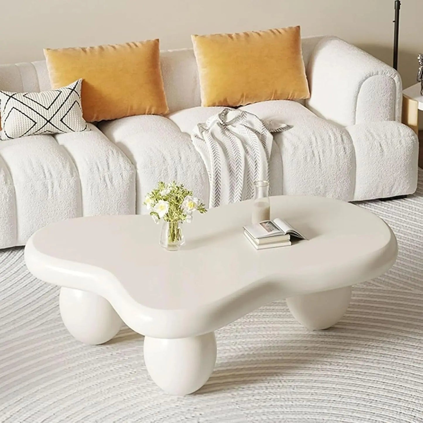 Modern Sculptural Black Coffee Table Stylish Cloud Design with 3 Ellipsoid Legs Perfect for Modern Decor