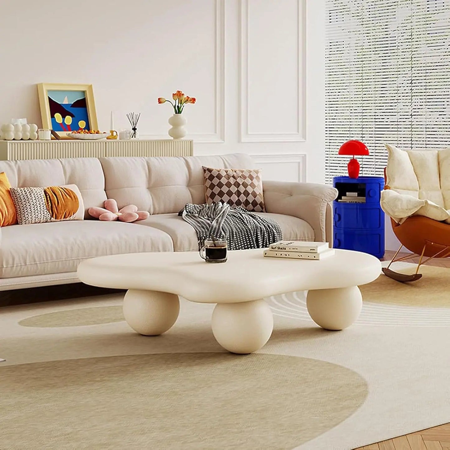 Modern Sculptural Black Coffee Table Stylish Cloud Design with 3 Ellipsoid Legs Perfect for Modern Decor