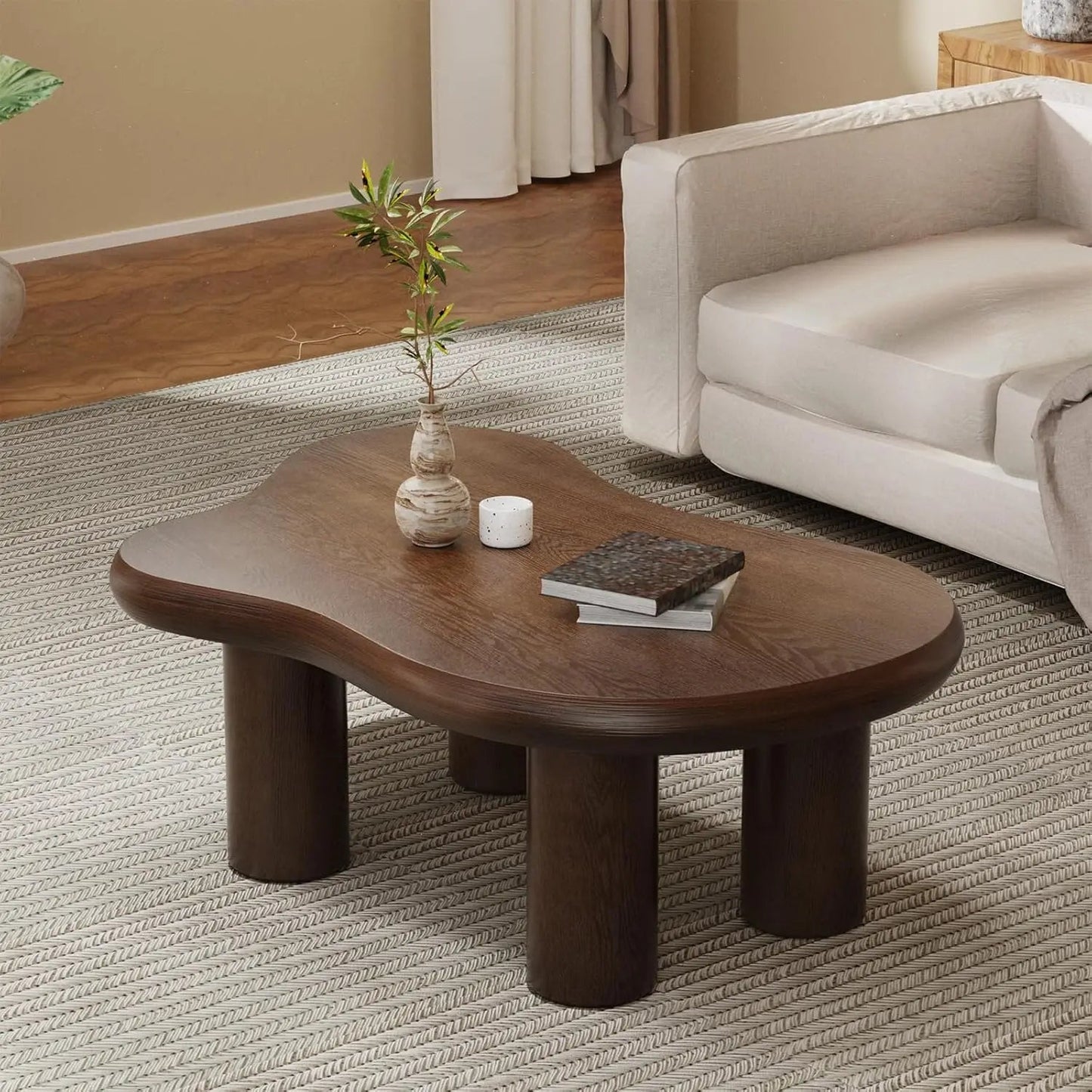 Modern Sculptural Black Coffee Table Stylish Cloud Design with 3 Ellipsoid Legs Perfect for Modern Decor
