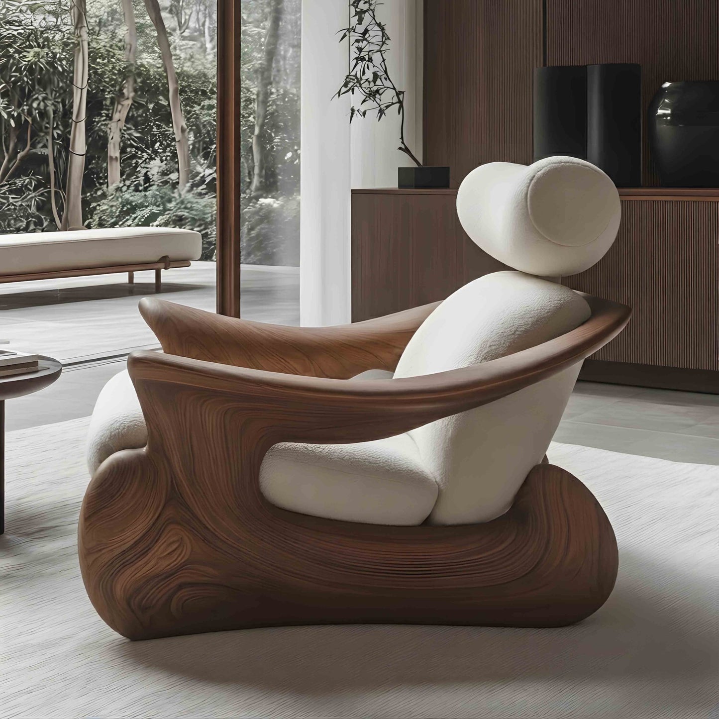Modern Solid Wood Art & Soft Decorative Chair for Living Rooms & Reception Areas