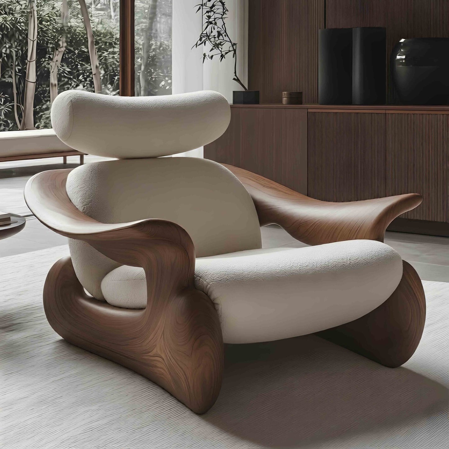 Modern Solid Wood Art & Soft Decorative Chair for Living Rooms & Reception Areas