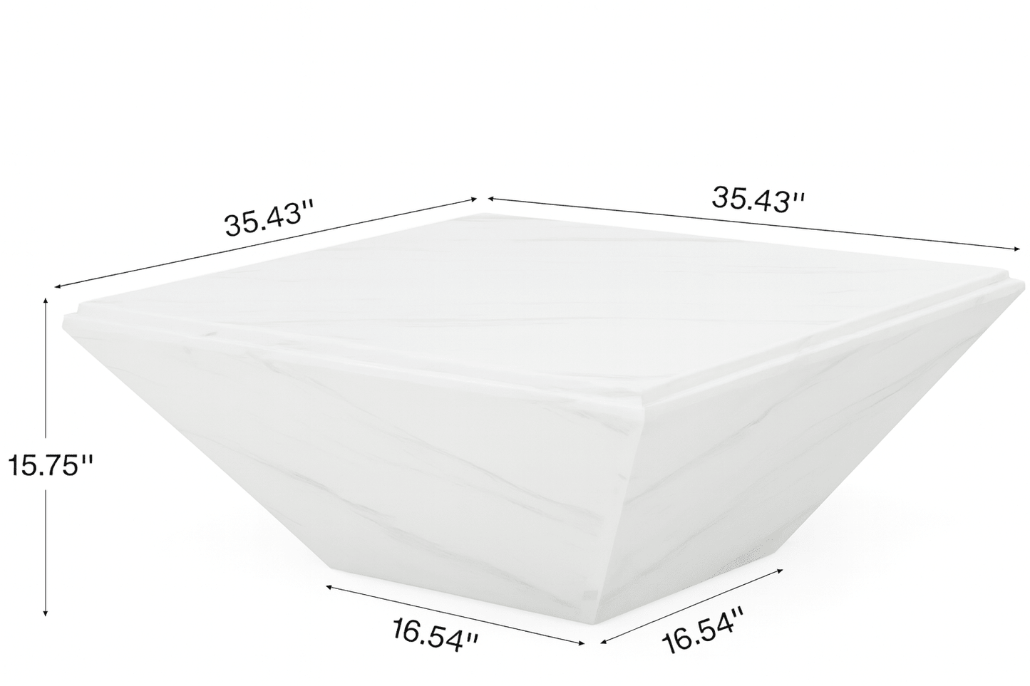 Modern Square Faux Marble Coffee Table with Wooden Design Perfect for Large Living Rooms