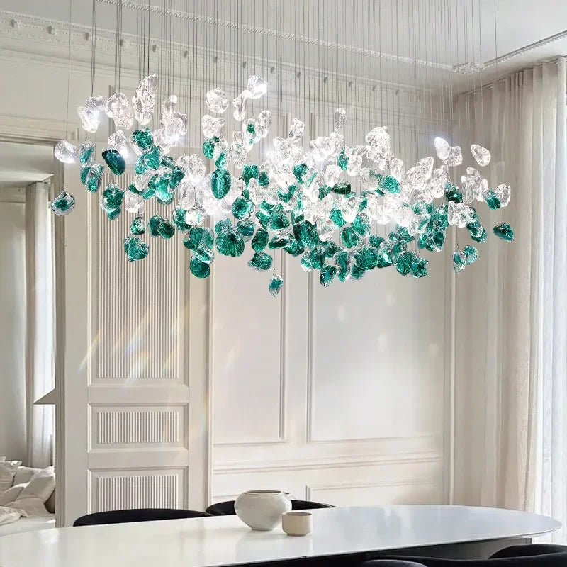 Modern Stone Glass Chandeliers Elegant Pendant Lights for Dining Room, Villa & Home Decor