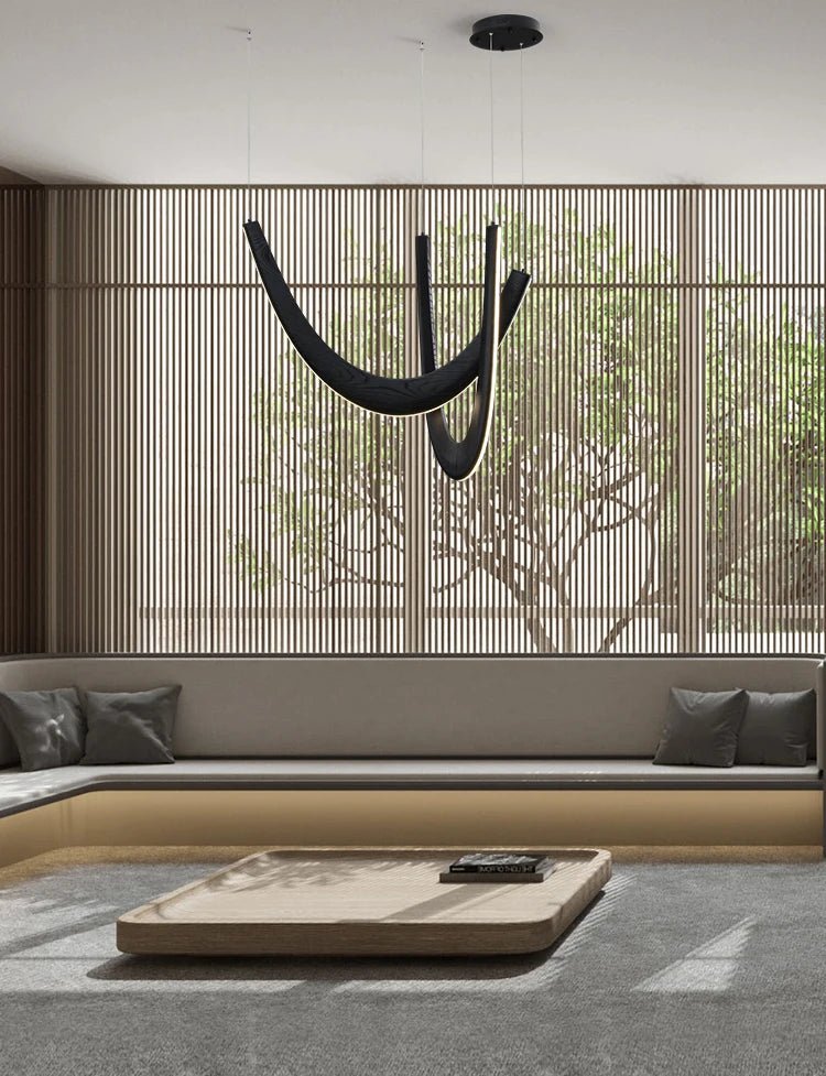 Modern U-shaped Wooden LED Pendant Lights Ideal for Kitchen, Dining & Lobby Lighting