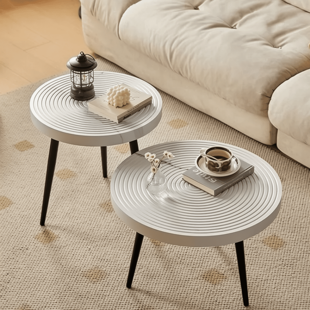 Nordic Japanese Round Wooden Table for Living Rooms