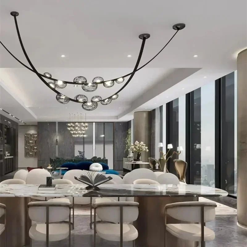 Nordic Leather Pendant Light LED Glass Chandelier for Living Rooms
