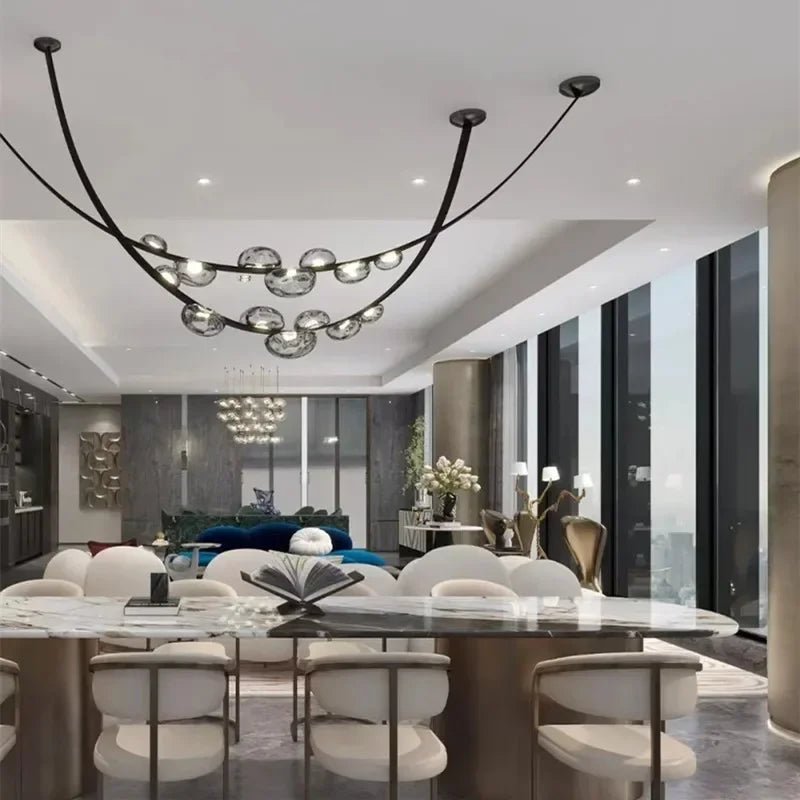 Nordic Leather Pendant Light LED Glass Chandelier for Living Rooms