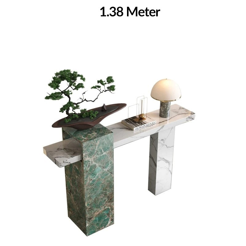 Premium Decorative Marble & Ash Wood Console Table For Foyer, Hallway, Entryway Decor