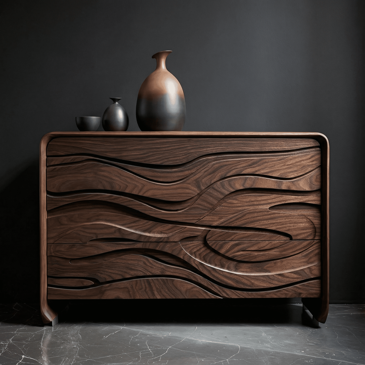 Premium Black Walnut Sideboard  Nordic  Design  Table  Perfect for Living Rooms & Dining Spaces