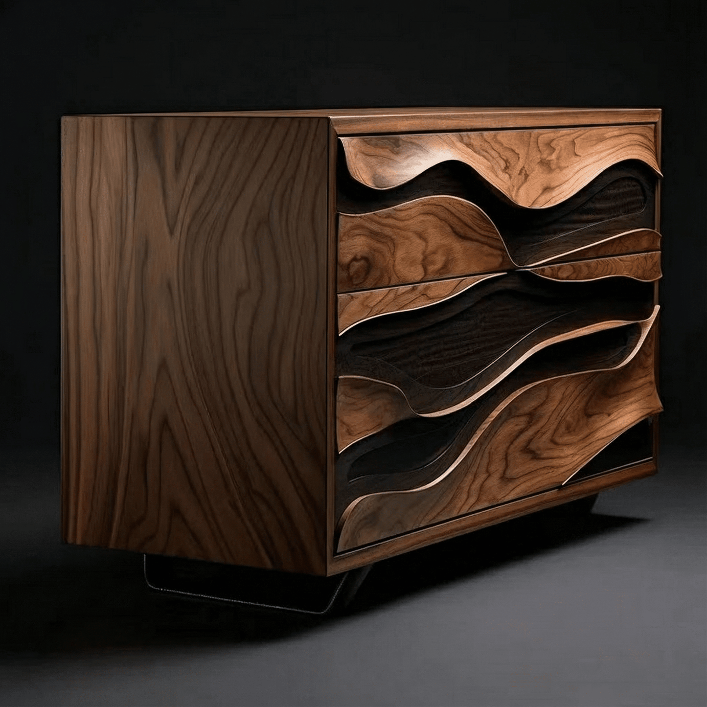 Premium Black Walnut Sideboard  Nordic  Design  Table  Perfect for Living Rooms & Dining Spaces